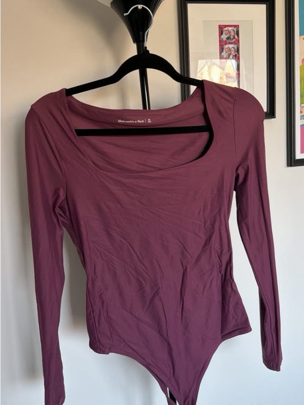 Abercrombie & Fitch Plum Long-Sleeve Scoop Neck Bodysuit
